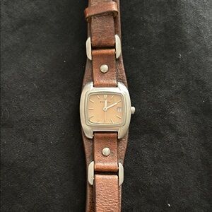 Fossil Tan Leather Strap with Silver Accents